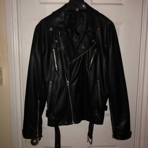 Mens Faux Leather Jacket with Belt